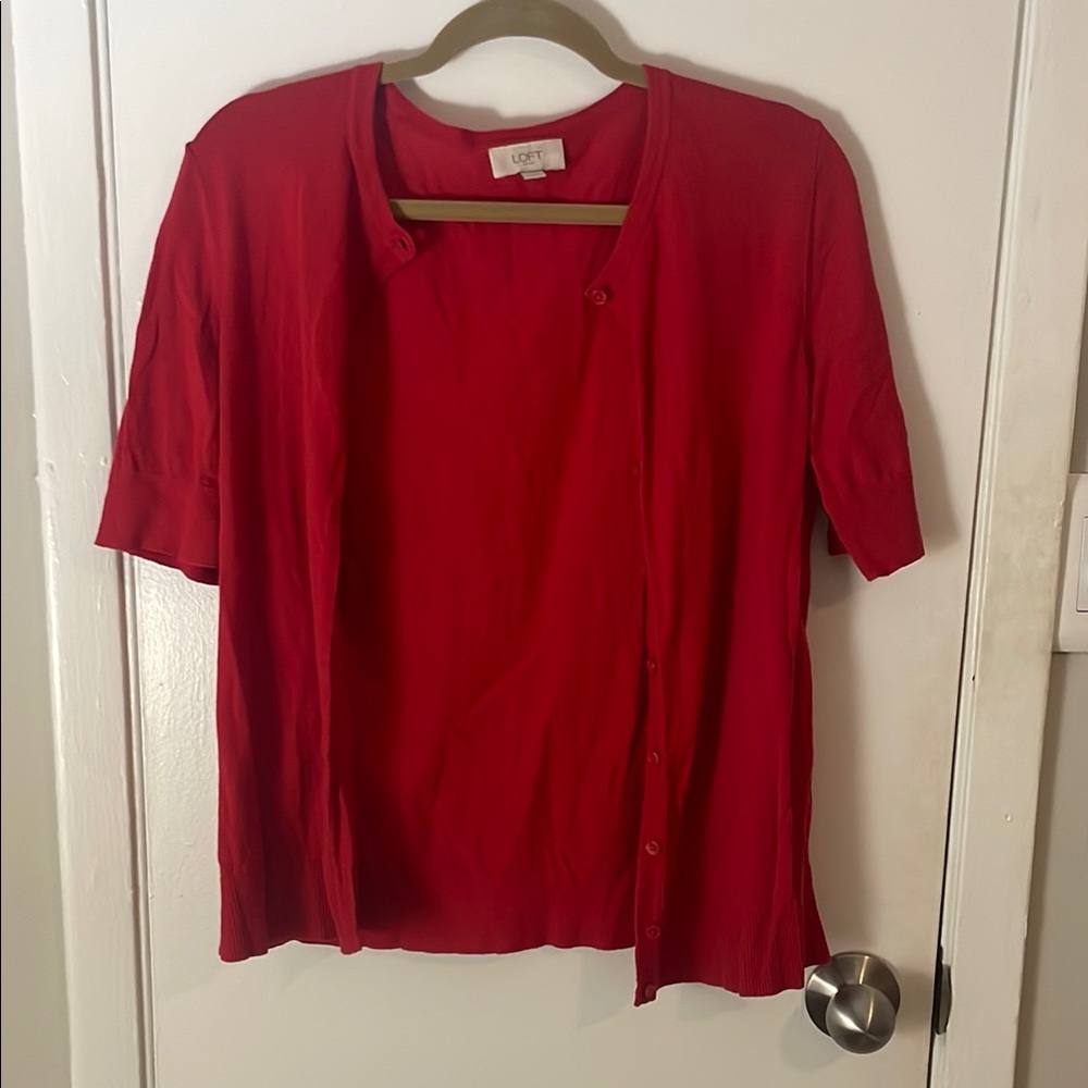 LOFT Women's Vibrant Red Cardigan